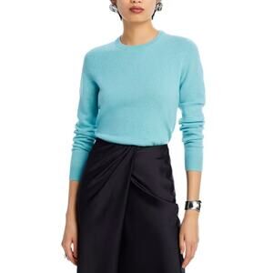 C by Bloomingdale's Women Sky Blue Cashmere Knit Classic Crewneck Sweater Size S